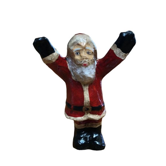 Paper Mache Santa Claus Father Christmas Happy Jolly Holiday Farmhouse Folk Deco - Picture 1 of 16